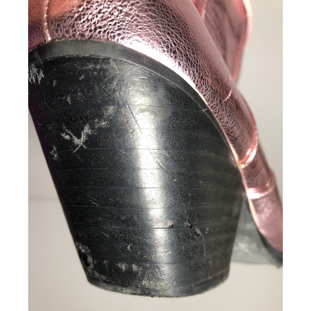 Billini Andi Metallic Pink Fringe Cowboy Cowgirl Boots Womens Damaged Heels 9 - Picture 12 of 16